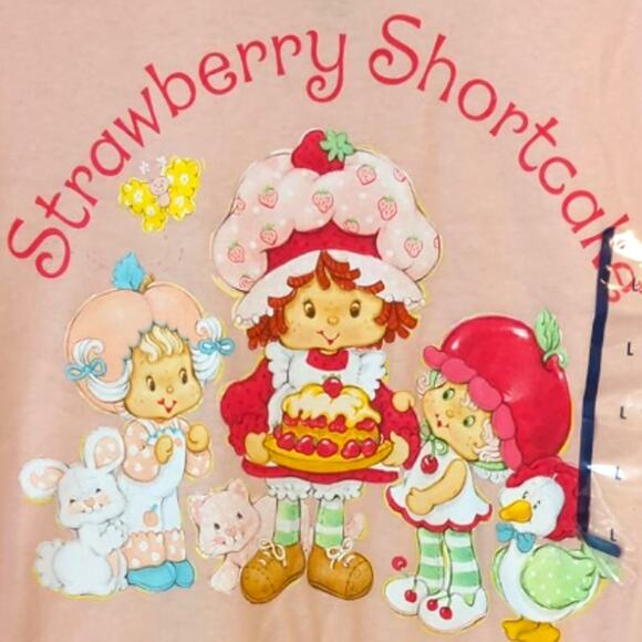 STRAWBERRY SHORTCAKE Pink Short Sleeve T-Shirt Size Large NEW 80s Retro - Picture 2 of 6